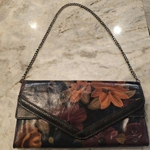 Like New Patricia Nash Lipari Envelope Clutch Leather Floral Peruvian Paint